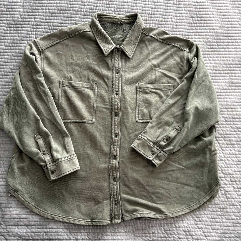 Aerie LumberJane Fleece Shirt Green XXL